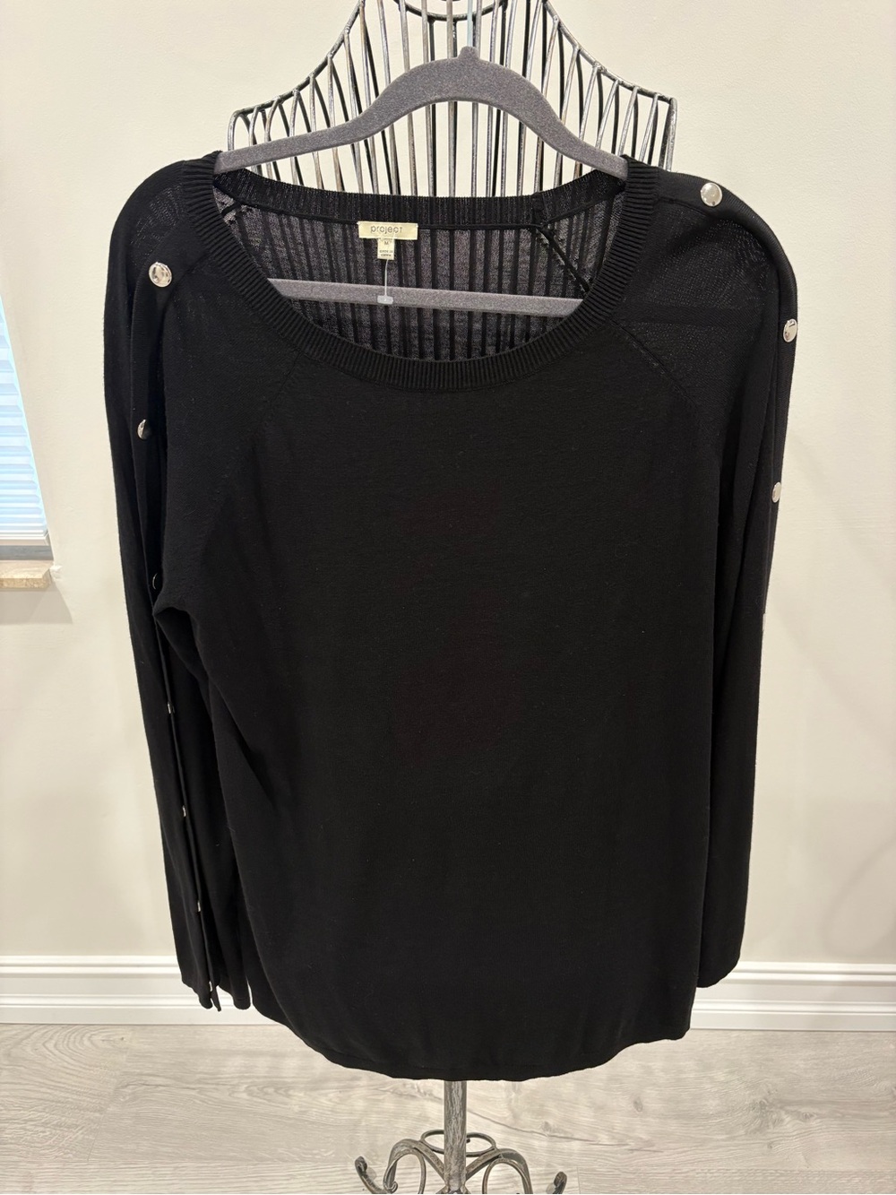 Project Black Crewneck Sweater with Snaps